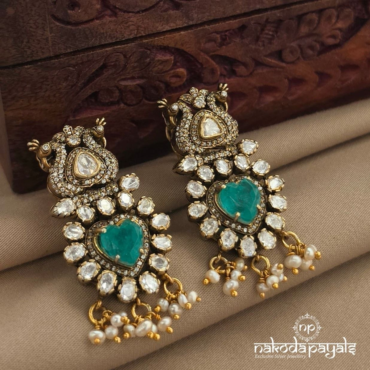 Green Heart Moissanite Earrings (Ge11513)