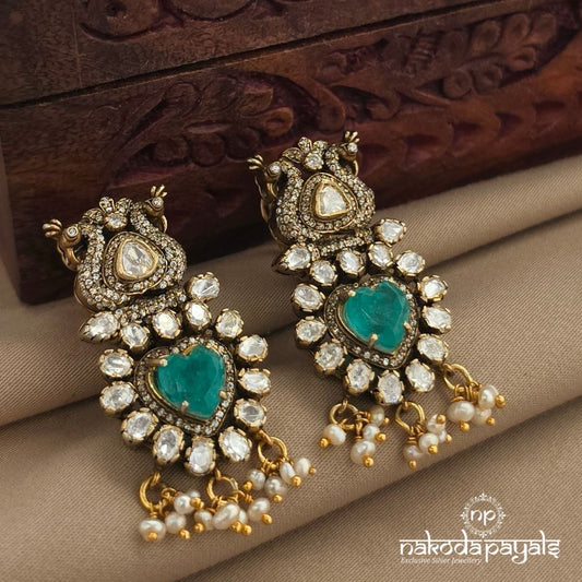 Green Heart Moissanite Earrings (Ge11513)