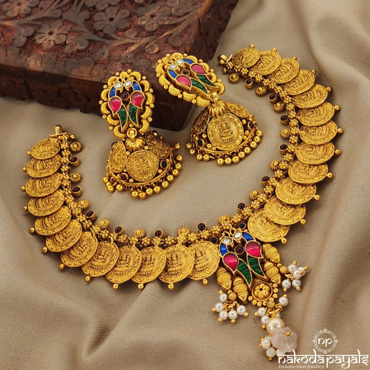 Elegant Coined Kundan Neckpiece With Earrings (Gn7474)