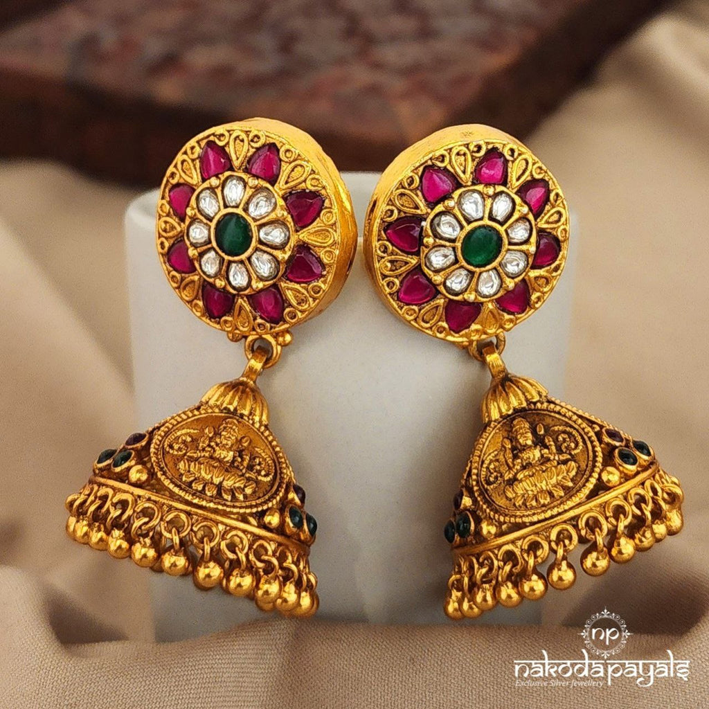 Gracious Pink Floral Kundan Earrings (Ge7994)