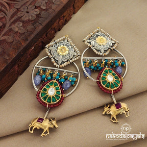 Turquoise Drops Dual Tone Kundan Chandbali (Dt1151)