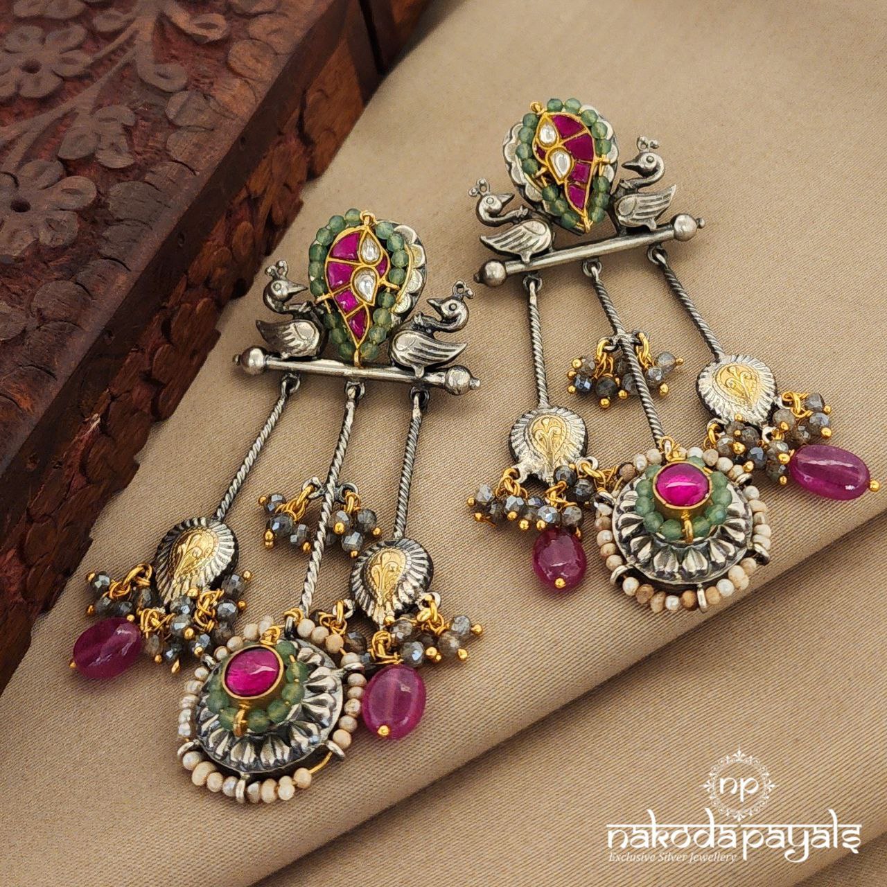 Stunning Pink Drops Dual Tone Kundan Earrings (Dt1154)