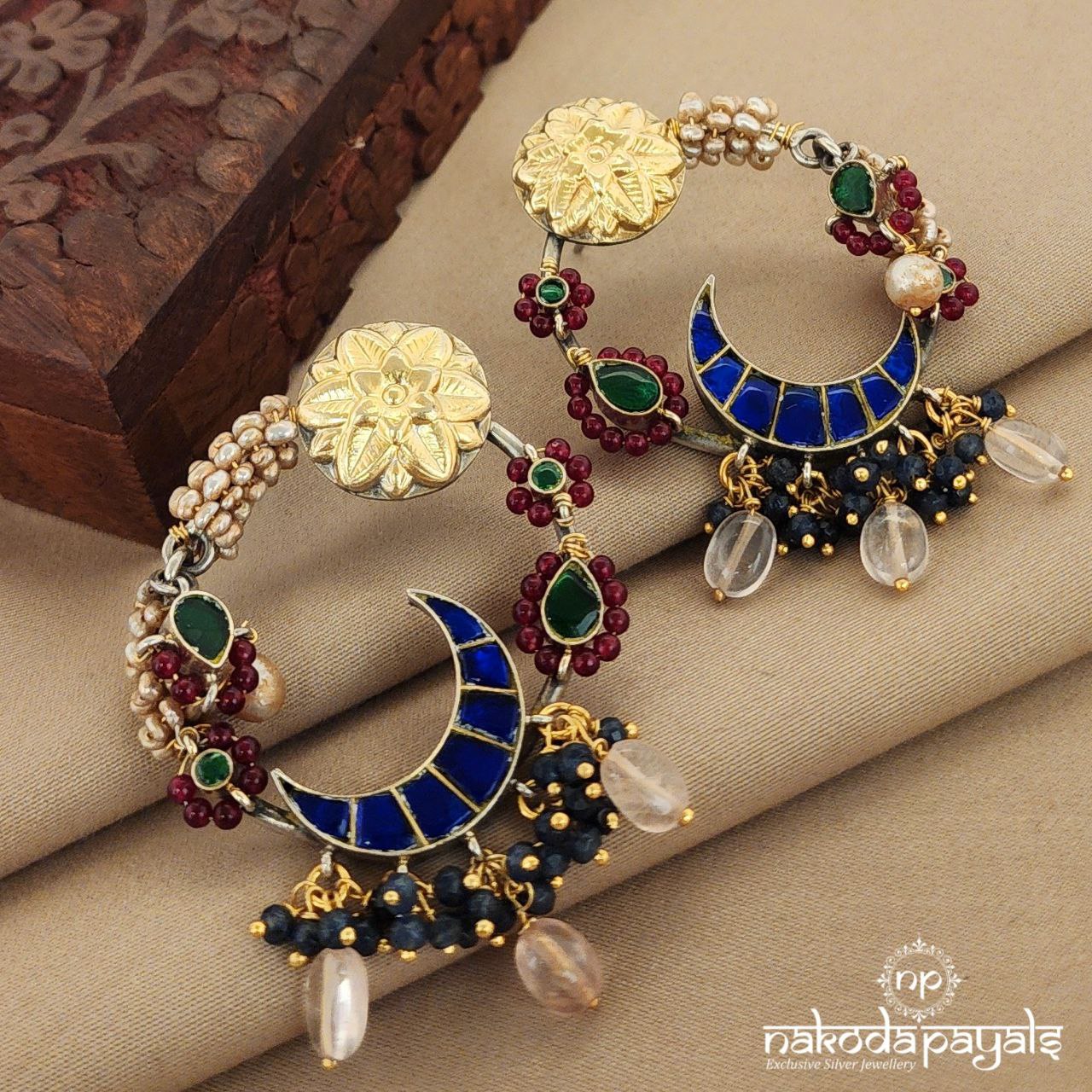 Blue Moon Pink Drops Dual Tone Kundan Chandbali (Dt1155)