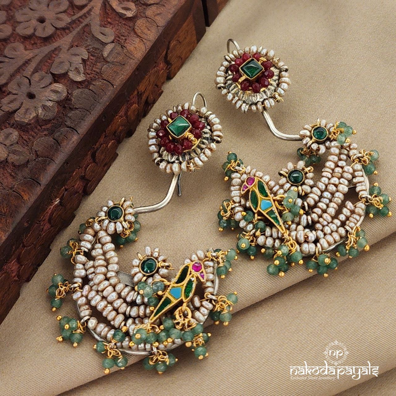 Green Birdie Dual Tone Kundan Chandbali (Dt1158)