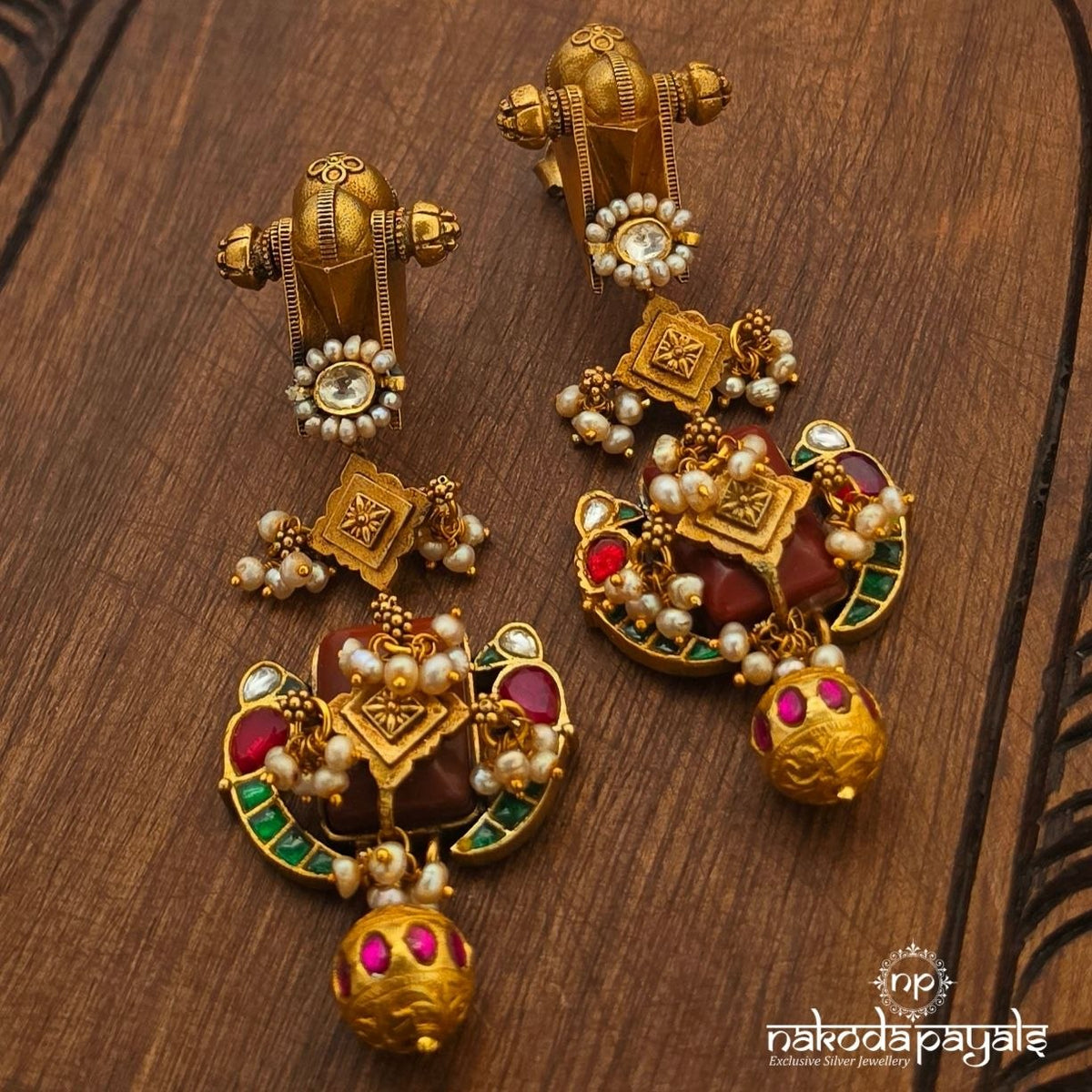 Twin Birdie Coral Kundan Earnings (Ge11527)