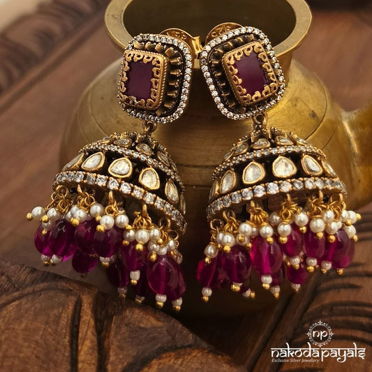 Ruby Drops Moissanite Jhumka (Ge11538)