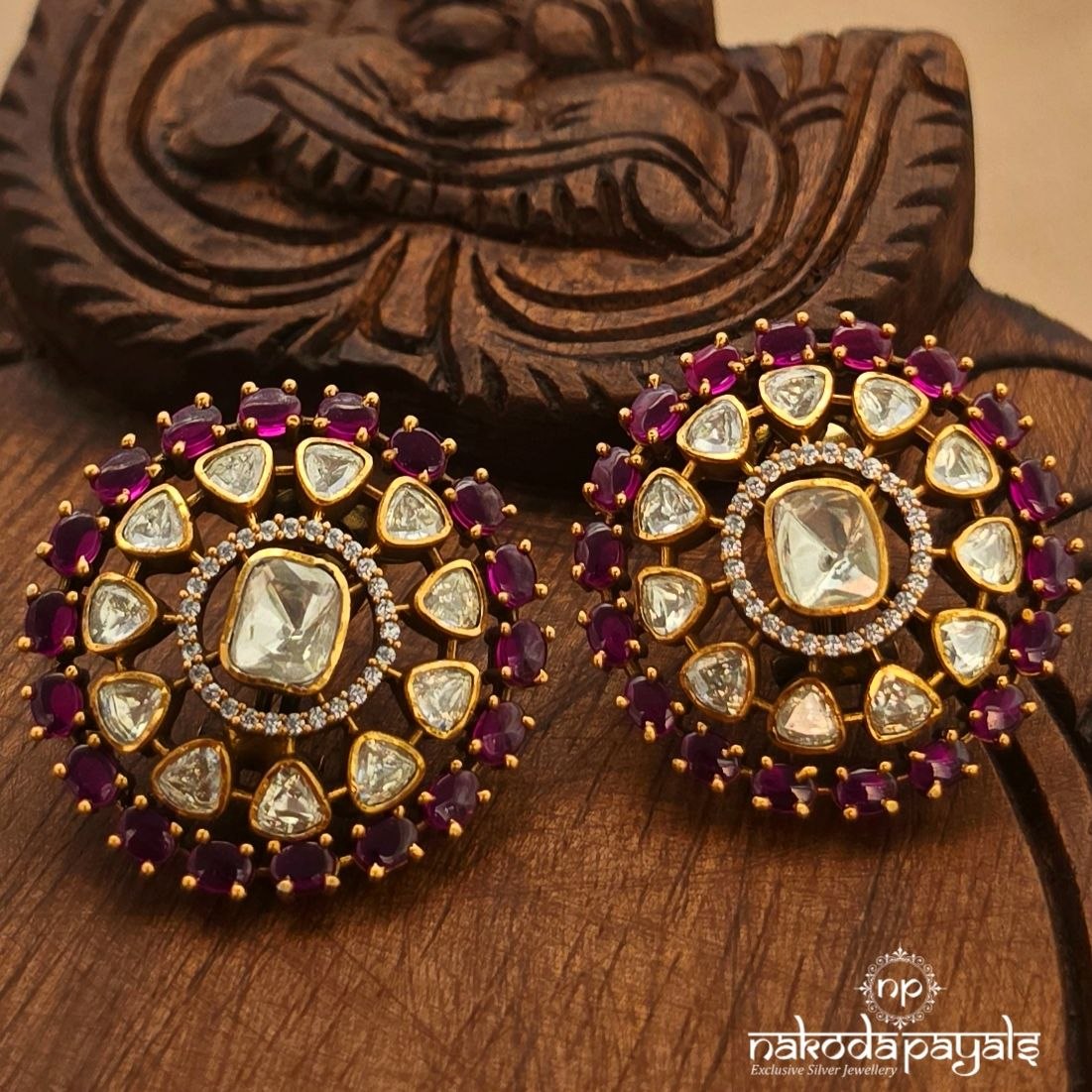 Ruby Moissanite Studs (Ge11539)