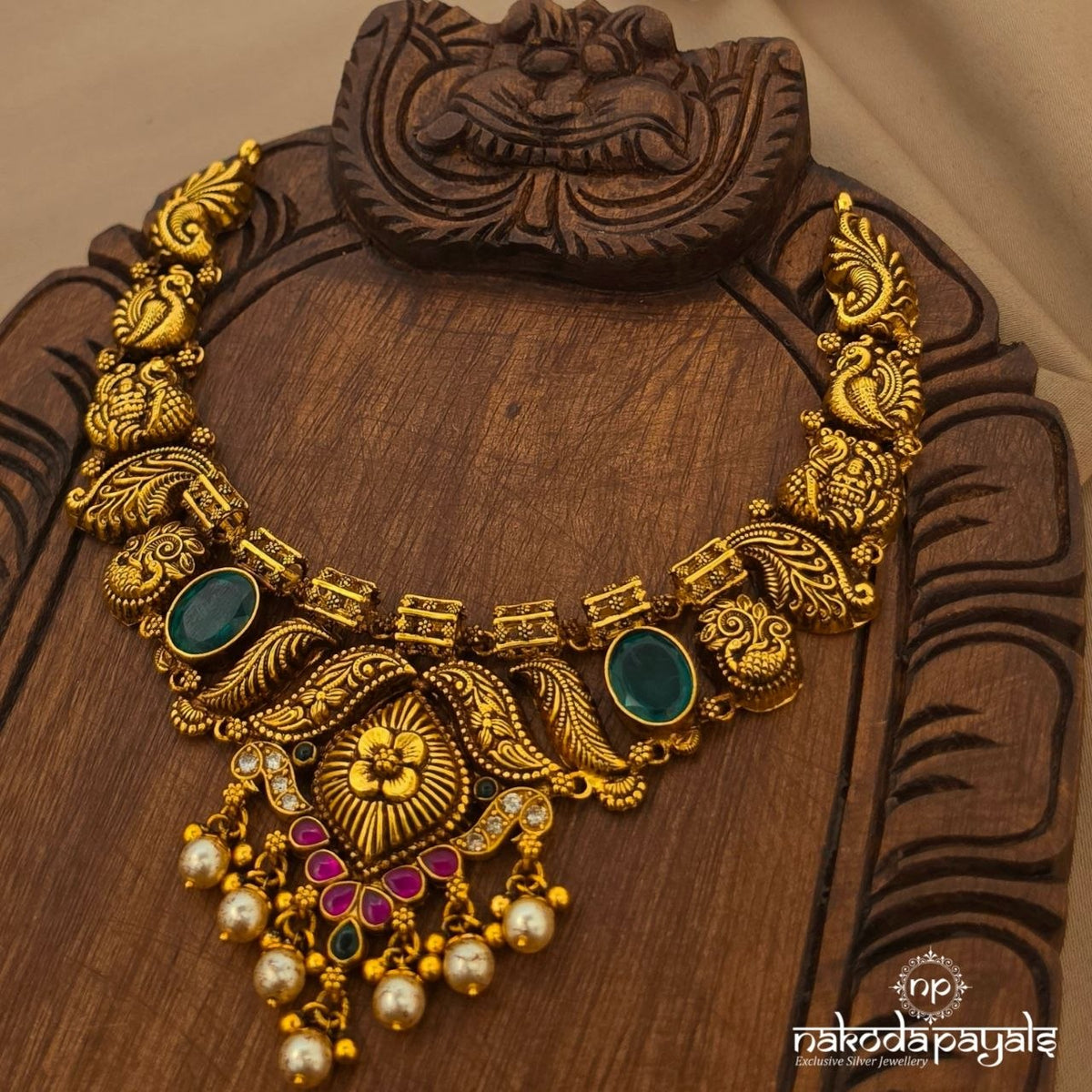 Green Floral Kundan Neckpiece (Gn10993)