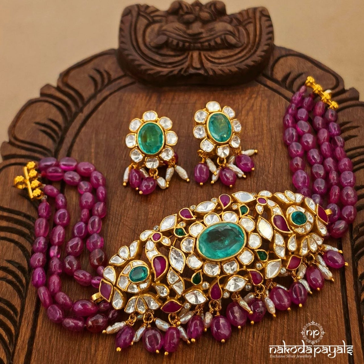 Rajrani Royale Ruby Choker With Earrings (Gn11031)