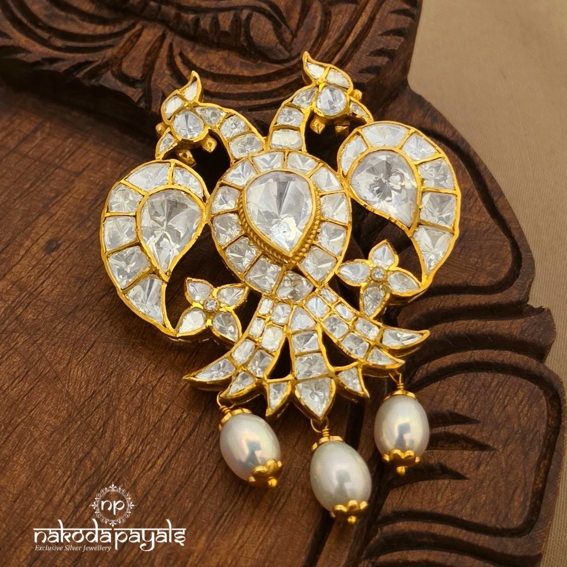 White Polki Gandaberunda Pendant (Gp2716)