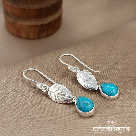 Turquoise Leaf Drop Earrings (H2152)