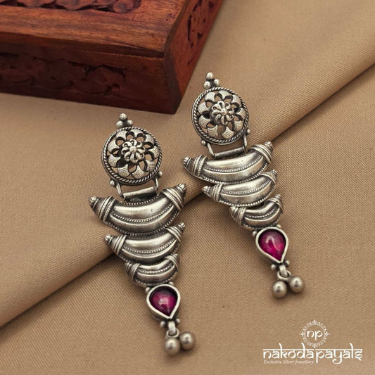 Pink Leaf Drop Earrings (C4033)