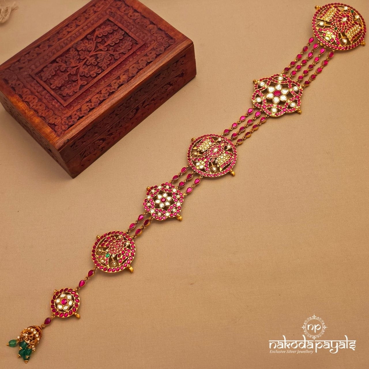Kundan Jadau Ruby Green Jada Billa (Ha0117)