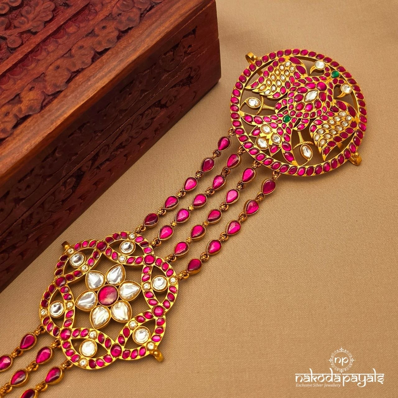 Kundan Jadau Ruby Green Jada Billa (Ha0117)
