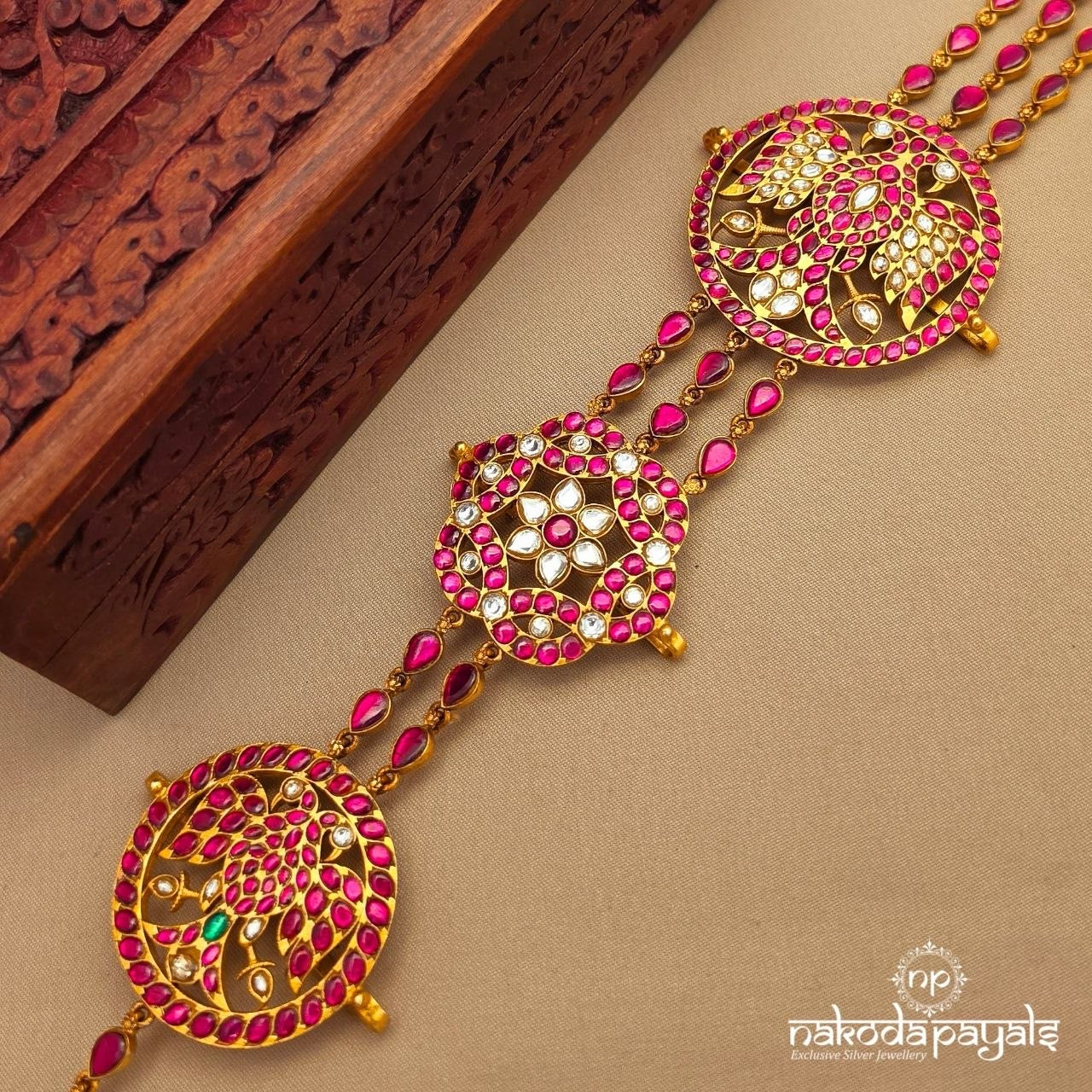 Kundan Jadau Ruby Green Jada Billa (Ha0117)