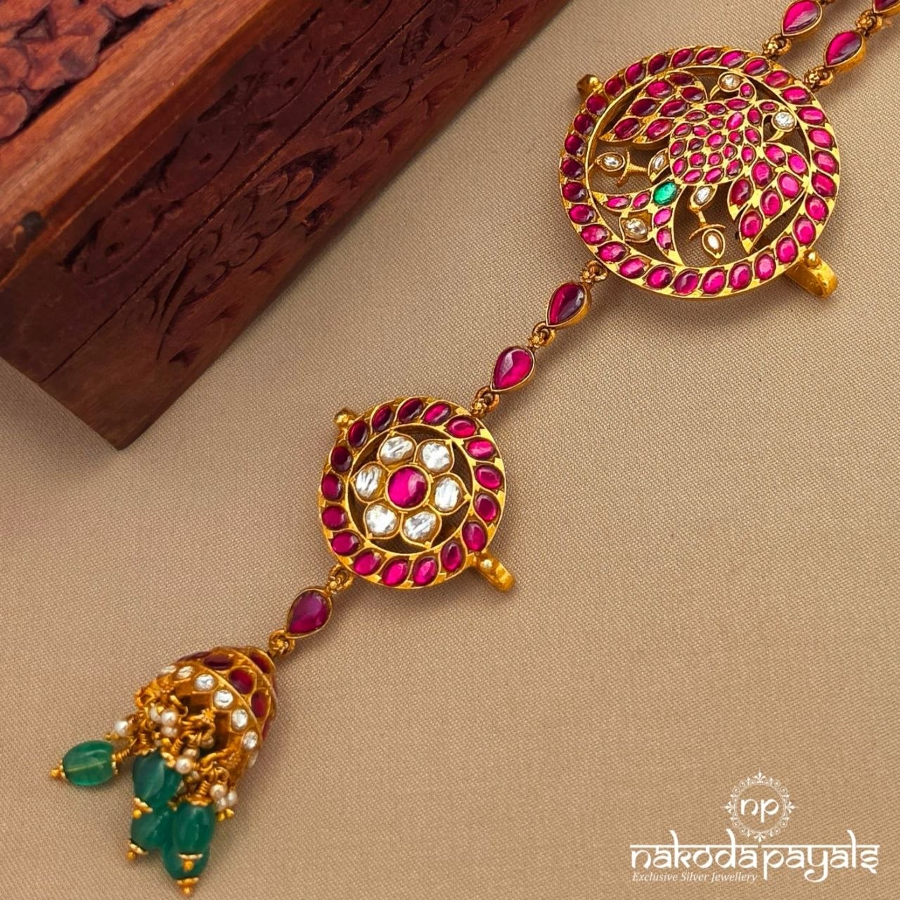 Kundan Jadau Ruby Green Jada Billa (Ha0117)