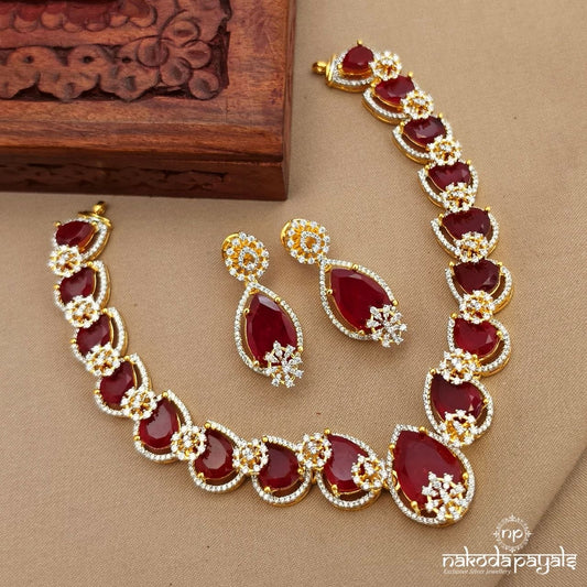 Stunning Ruby Neckpiece With Earrings (Gn10211)