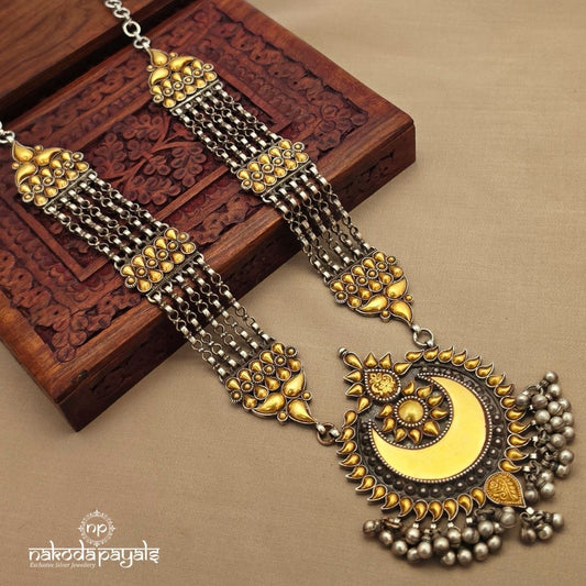 Royal Half Moon Ball Drops Dual Tone Neckpiece (N11842)