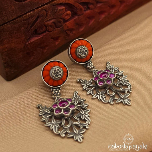 Coral Floral Earrings (C4153)
