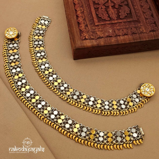 Elegant Floral Dual Tone Anklets (A7033)