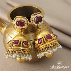 Red Kundan Jhumka (Ge5514)