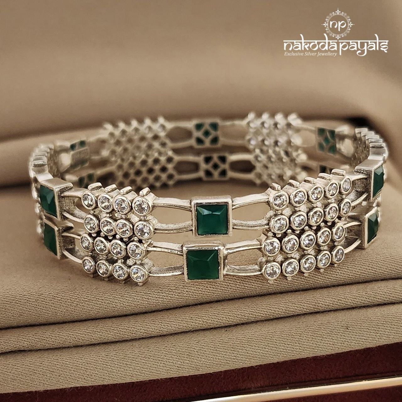 Square Green Bangle Pair (K3916)