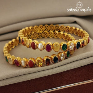 Oval Navarathna Bangle Pair (GK2302)