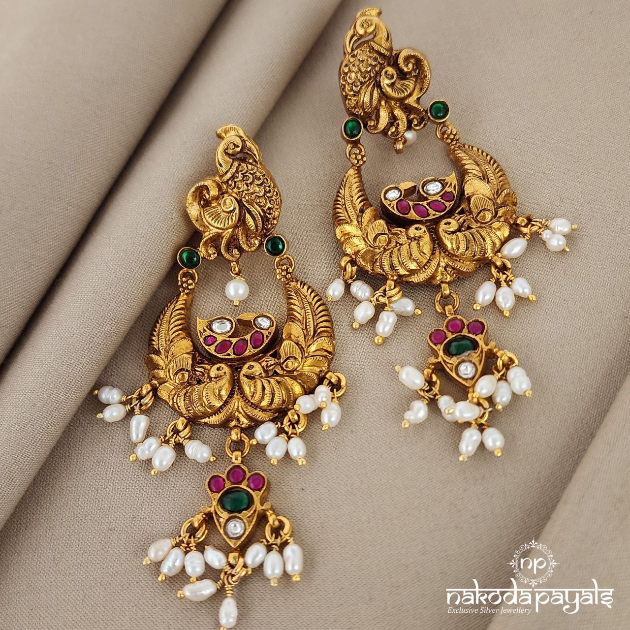 Peacock Kundan Chandbali (Ge5683)