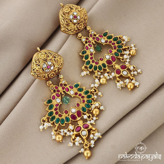 Perching Peacock Chandbali (GE5685)