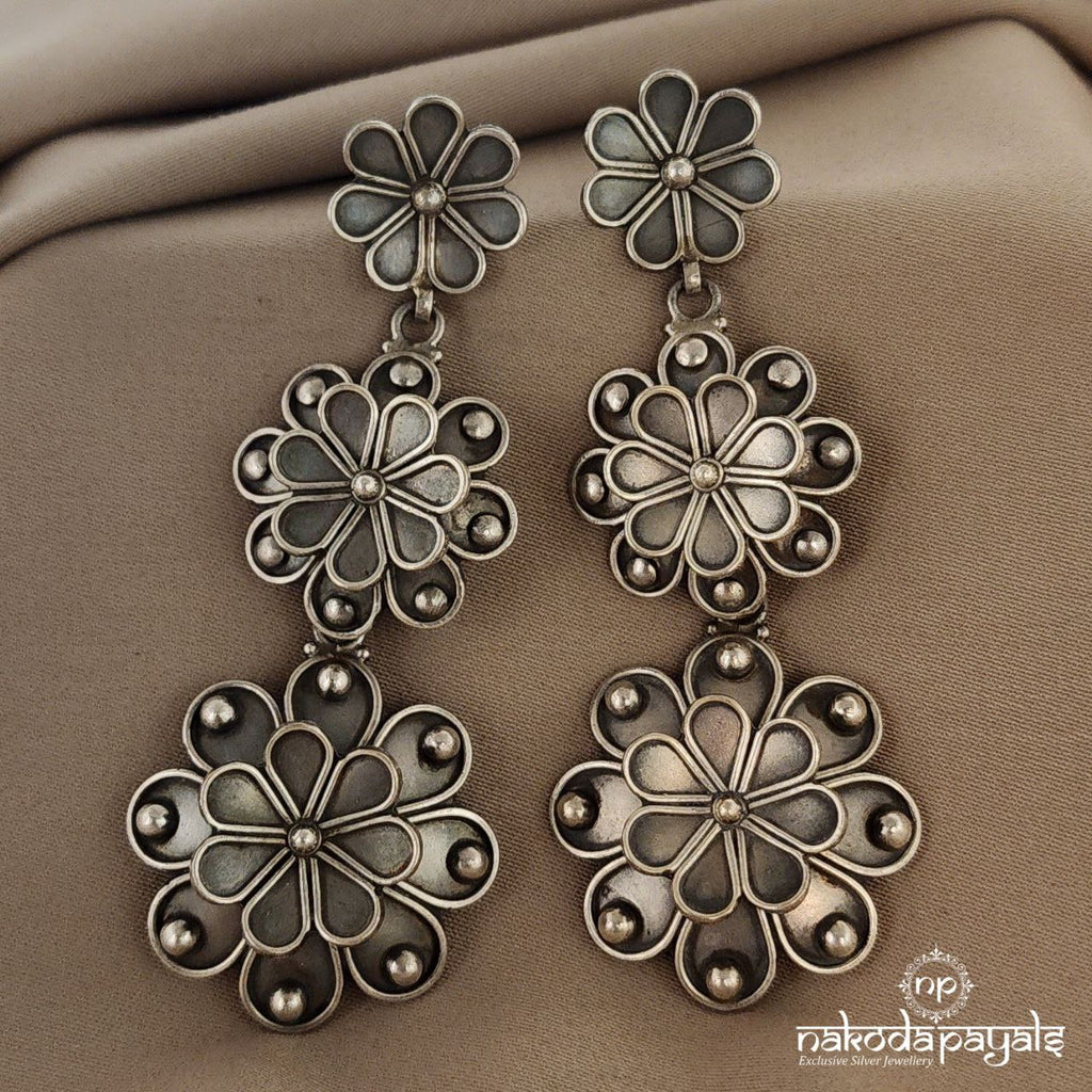 Tri Sequence Floral Earrings(S4733)