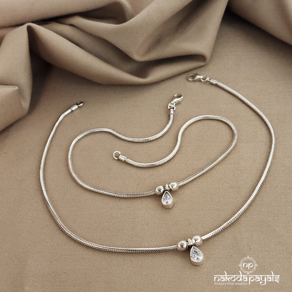 White Drop Thin Anklets (A4626)