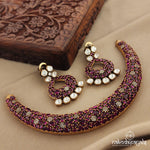 Glittering Pink Hasli With Earrings (Gn7324)