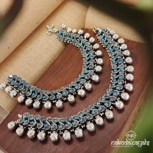 Thick Evil Eye Marcasite Anklet (A5689)