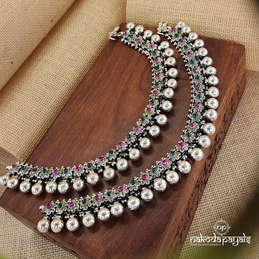 Floral Gundu Marcasite Anklet (A5686)