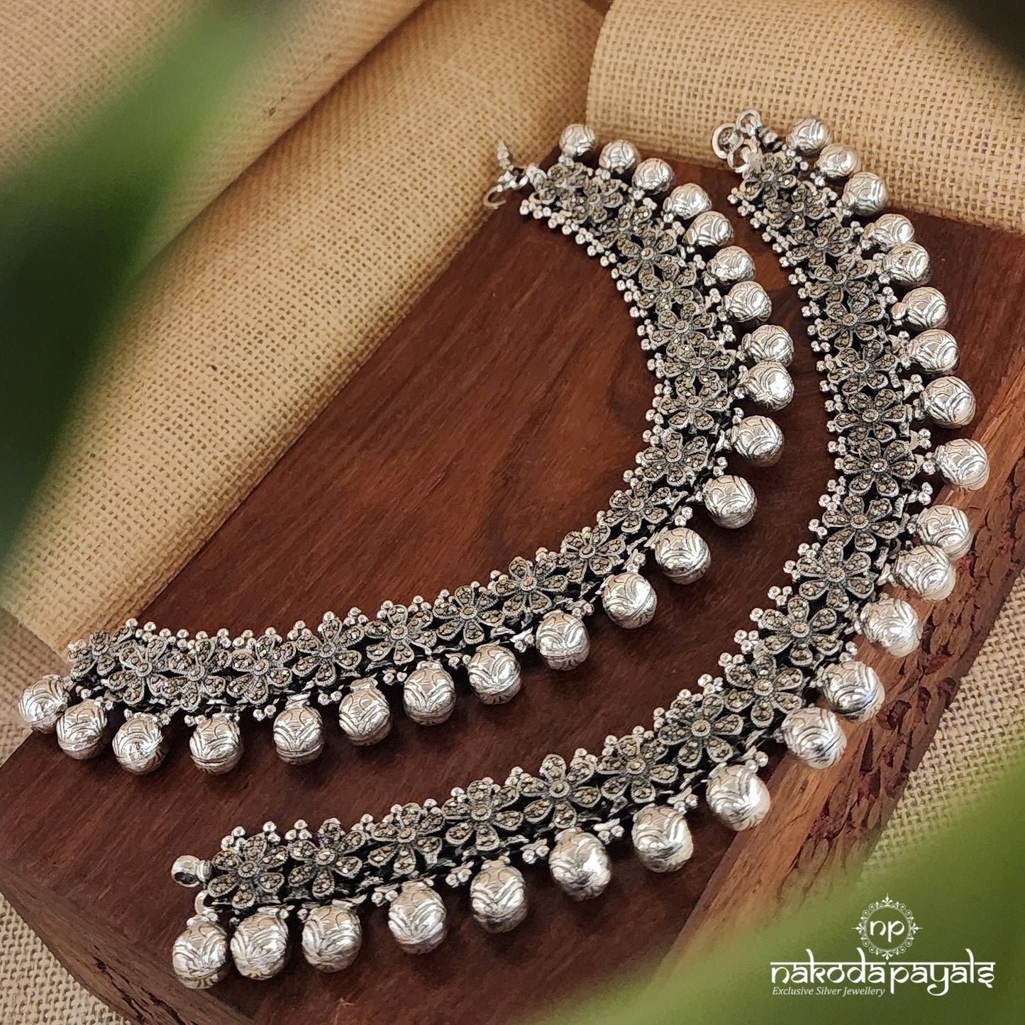Floral Marcasite Anklet (A5685)