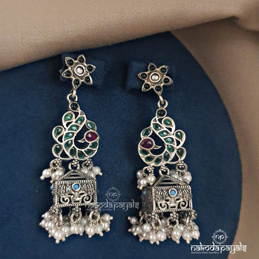 Green Peacock Guttapusalu Jhumka (J4734)