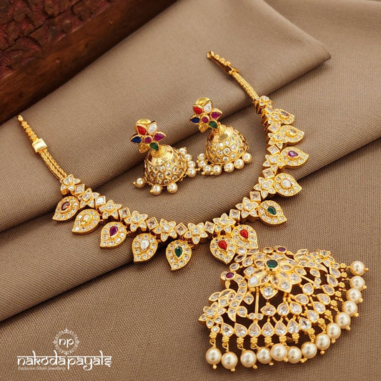 Navaratna Mango Neckpiece With Earrings (Gn9848)