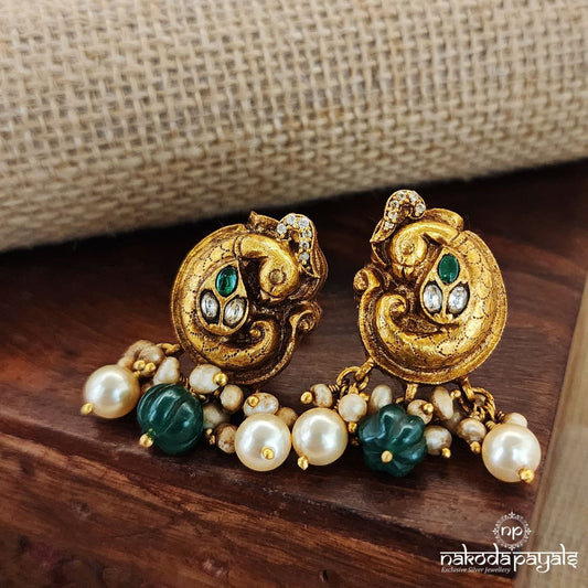Green Drop Peacock Studs (Ge8373)