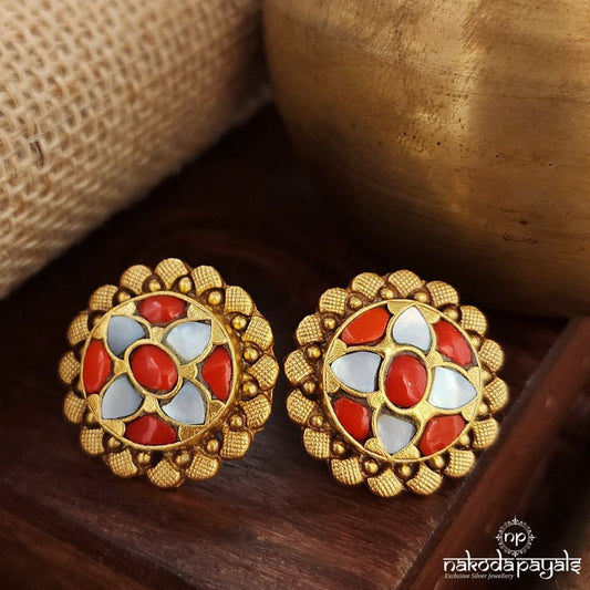 Coral & MOP Studs (Ge8919)