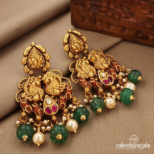 Coral Pearled Earrings (Ge10326)