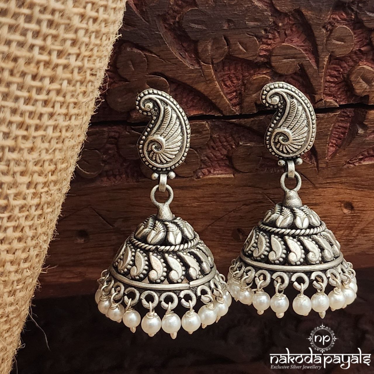 Mango Pearled Drop Jhumka (J1477)
