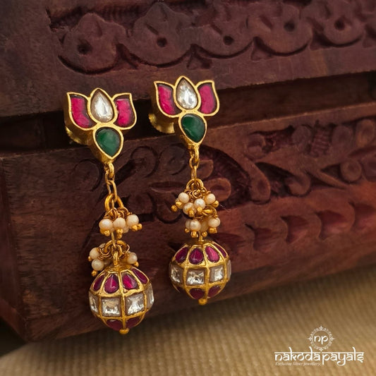 Lotus Ball Drop Earrings (Ge11053)