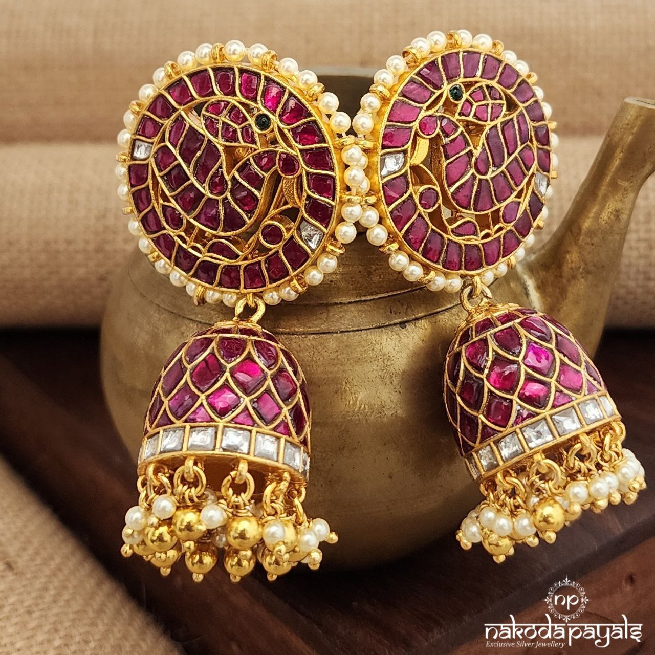 Pearled Kundan Jhumka (Ge9440)