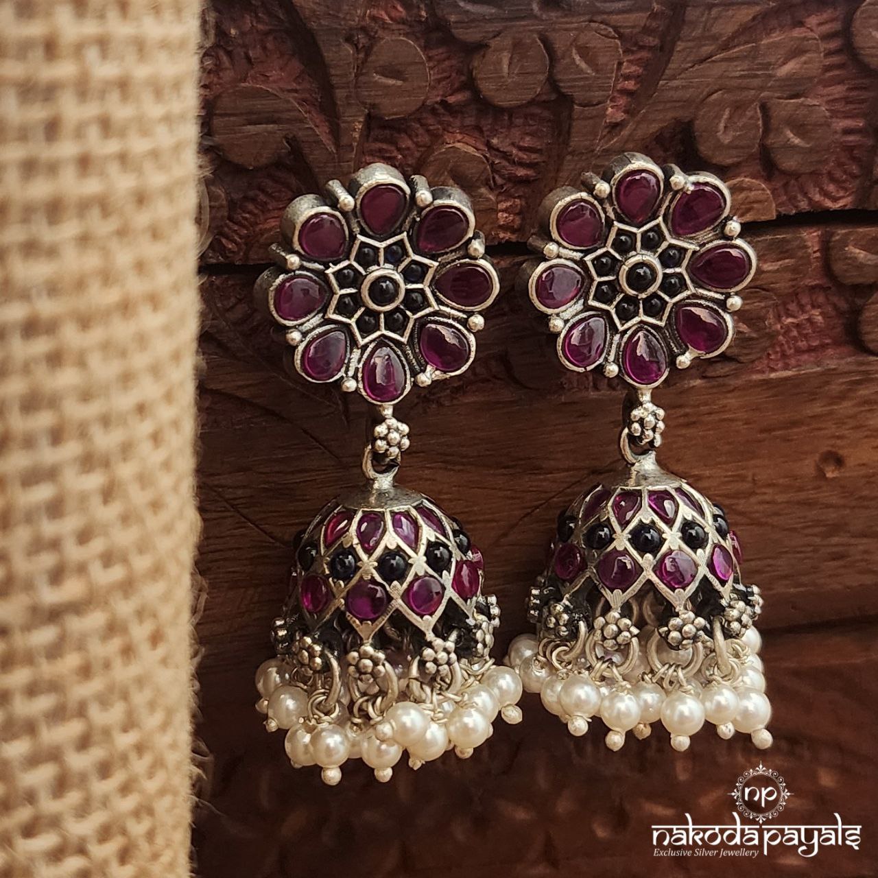 Floral Pink  Jhumka (J1543)