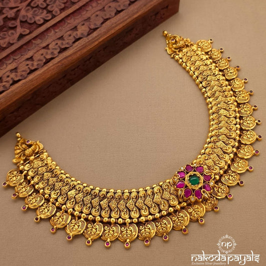 Gorgeous Pink Floral Peacock Neckpiece (Gn10653)