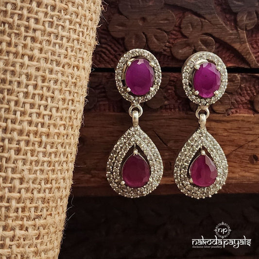 CZ Pink Drop Earrings (C3700)
