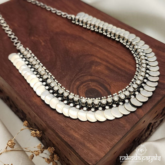 Overlapping Coins White Stone Neckpiece (N10515)
