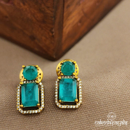 Rectangular Green Earrings (Ge10174)