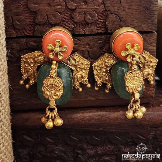 Temple Green Drops Earrings (Ge9779)