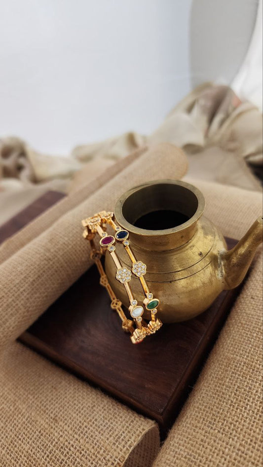 Glorious Navaratna Bangles Pair (Gk2963)